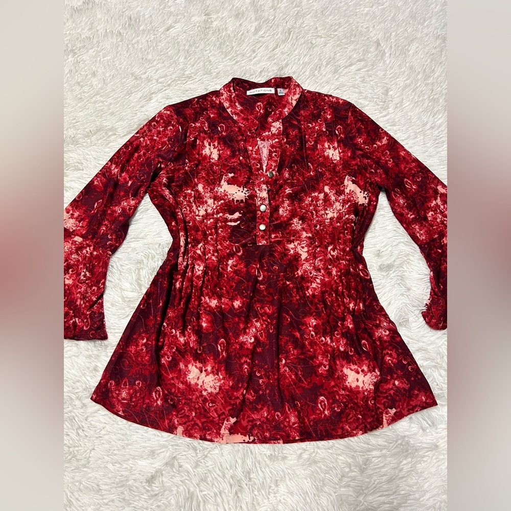 Notations Red Patterned Blouse - image 1